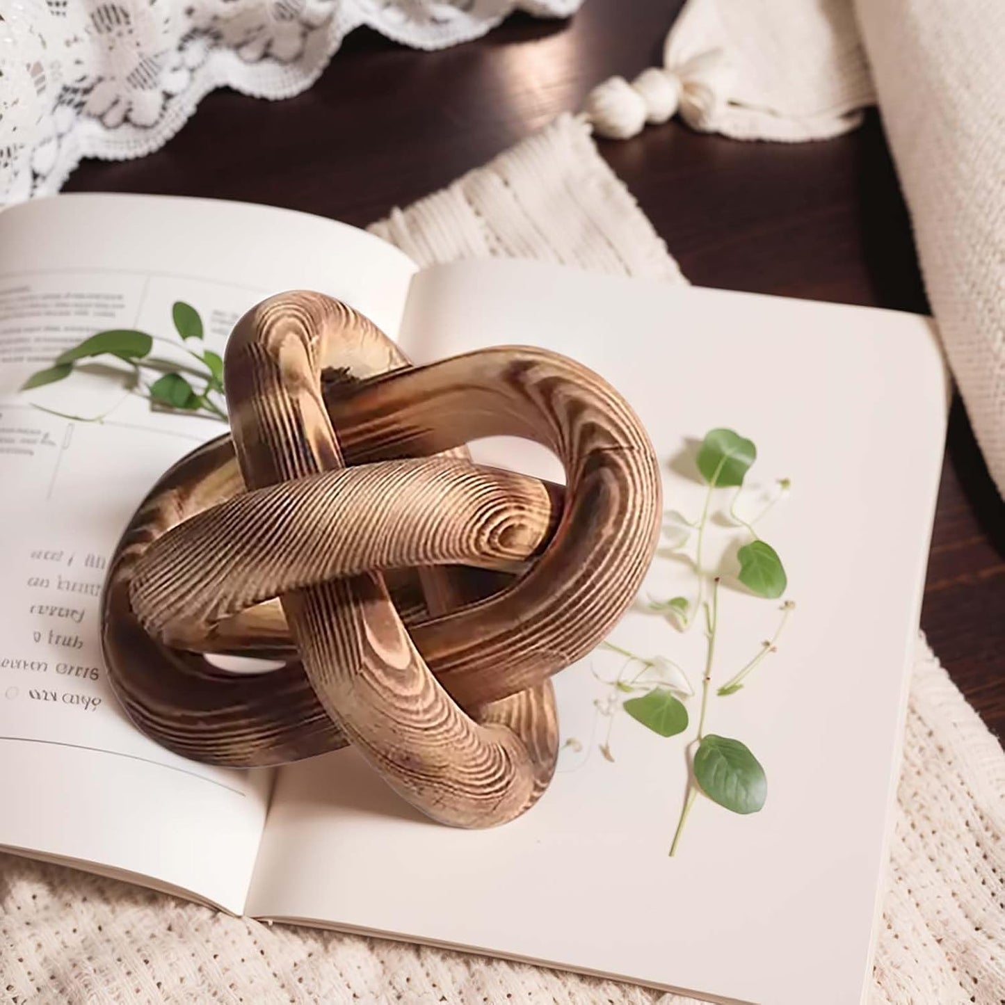 Wood Chain Link Decor--3 Link Wood Knot Decor Hand Carved Coffee Table Decor Farmhouse / Retro