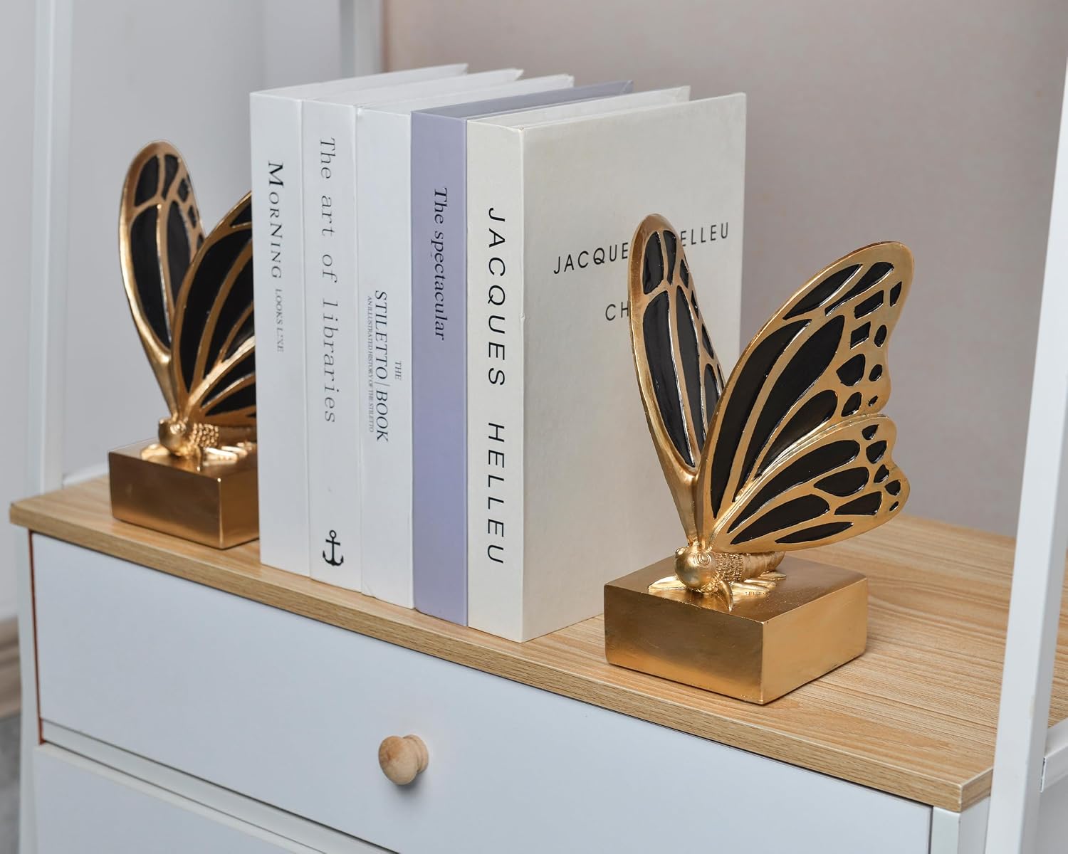 Vintage Brass Butterfly Bookends / Black Brass