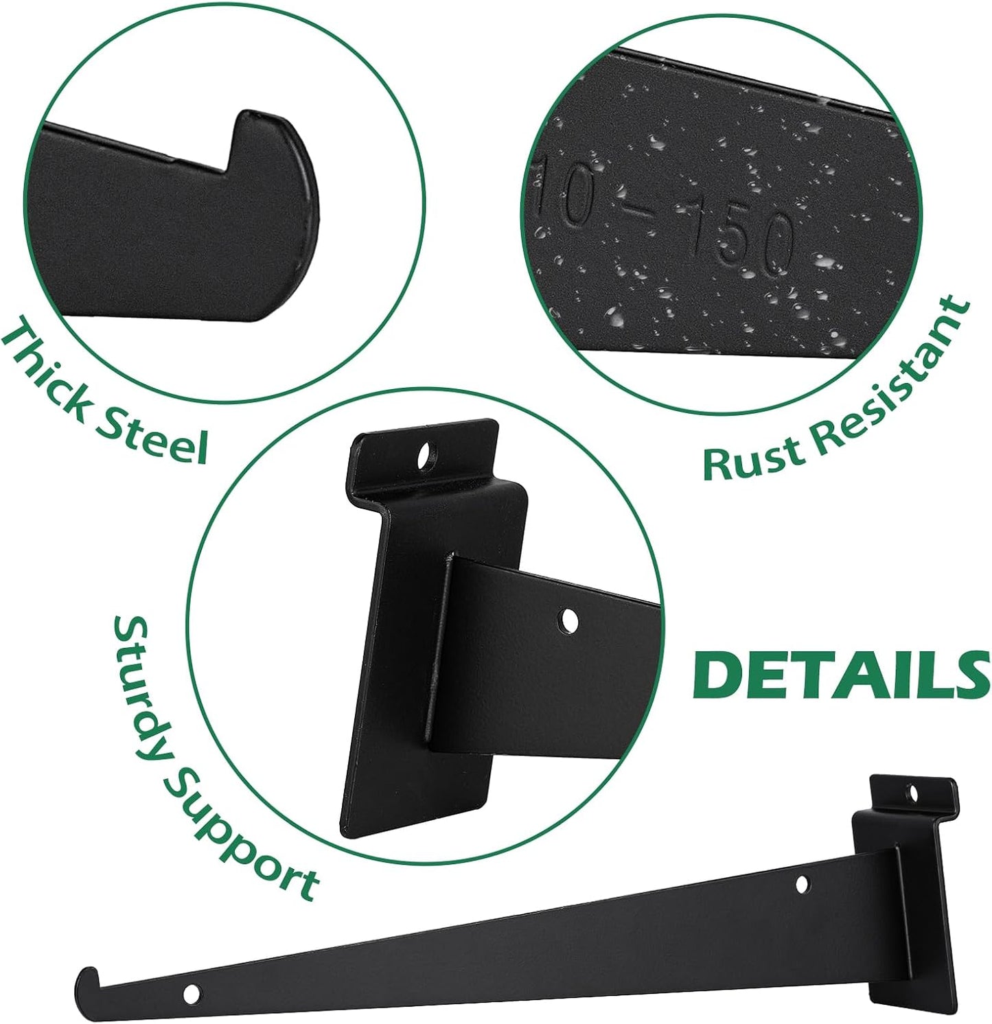 8 Inch Slatwall Shelf Bracket, Slatwall Accessories, Heavy Duty Slat Wall Shelf Bracket with Lip for Garage and Retail