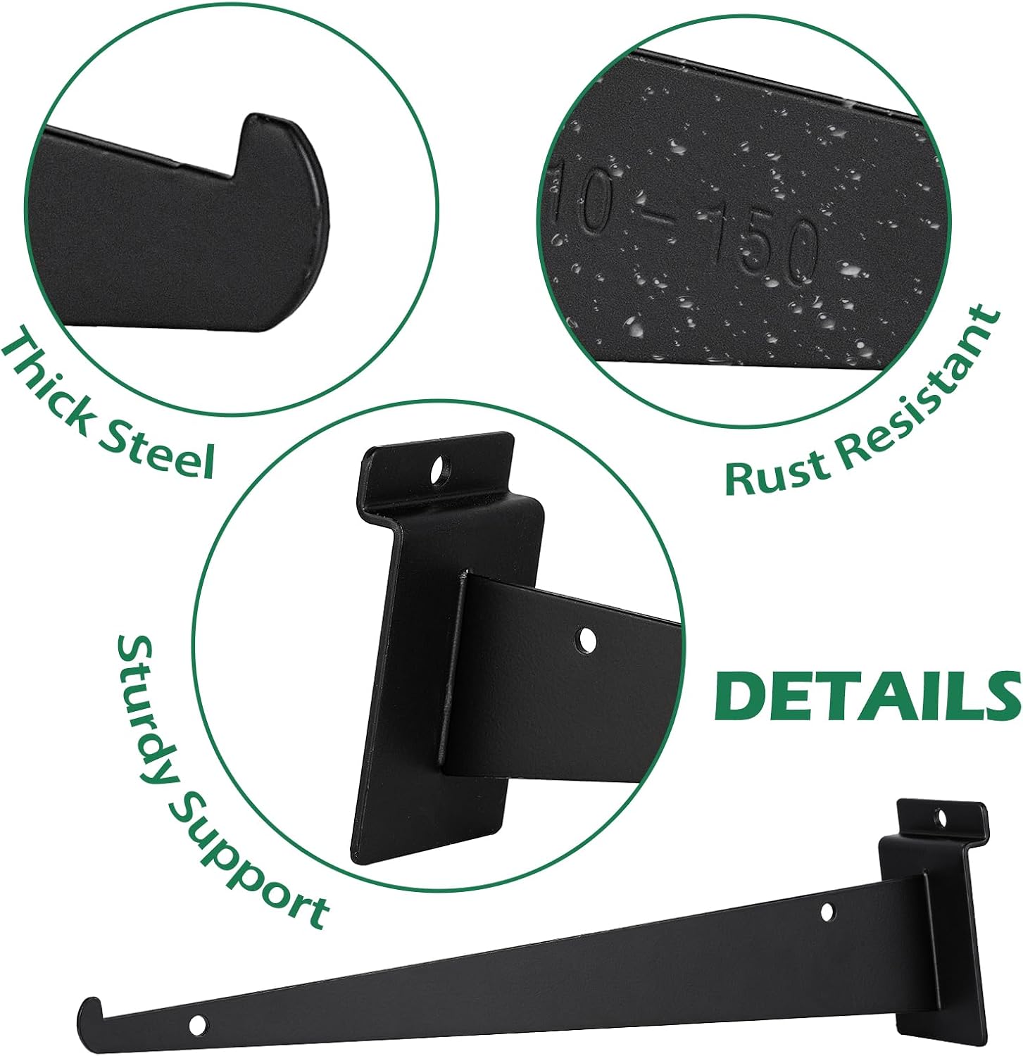 8 Inch Slatwall Shelf Bracket, Slatwall Accessories, Heavy Duty Slat Wall Shelf Bracket with Lip for Garage and Retail