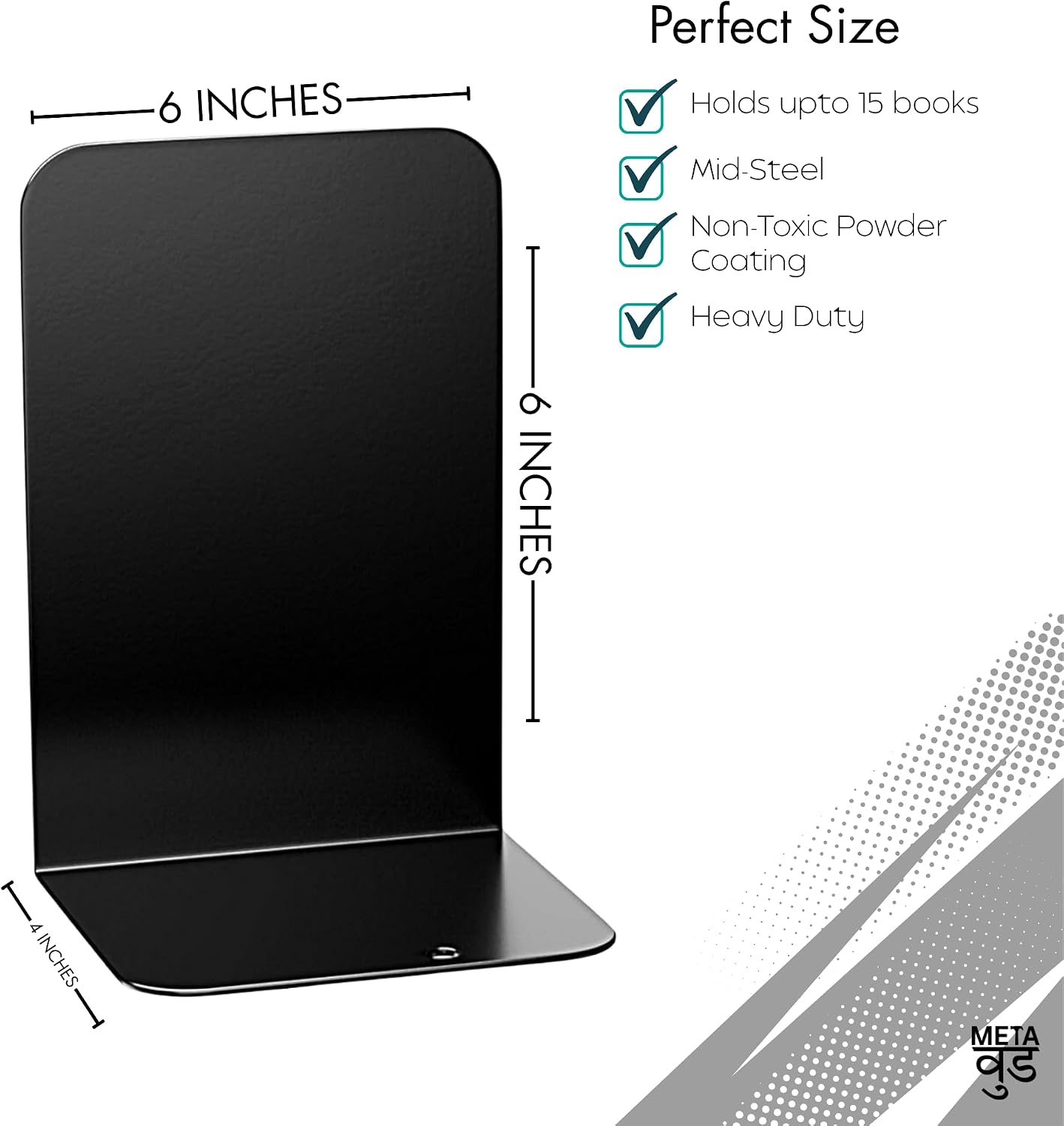 ® 2 Heavy Duty Metal Bookends for Books / Plain