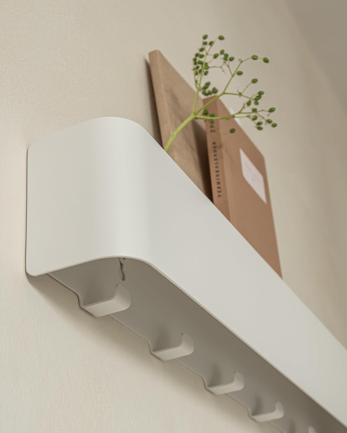 Kazai. Coat Rack Wall Mount with Shelf 'Tone' | Modern Design Coat Hanger with Hidden Hooks and Storage | Hat Rack with