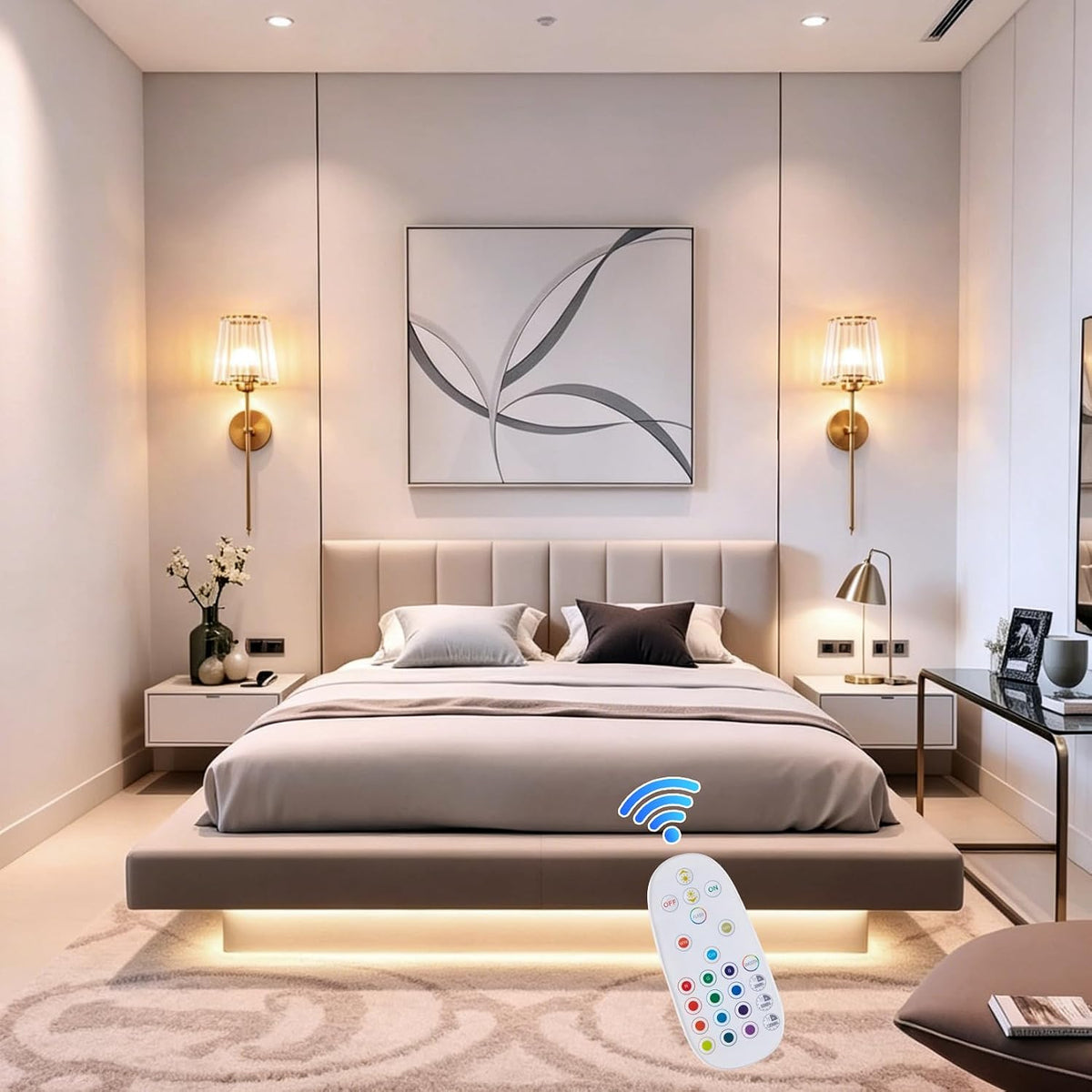 Wall Sconces Battery Operated Set of 2, Rechargeable Wall Sconce with Crystal Lampshade, Gold 5200mAh Wireless Wall