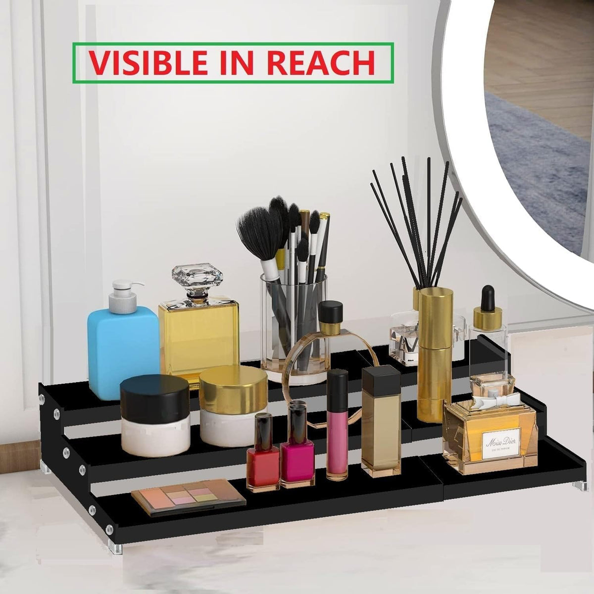 Jojocross Spice Rack Organizer for Cabinet, 3 Tier Expandable Spices Storage, Great for Kitchen Cabinets