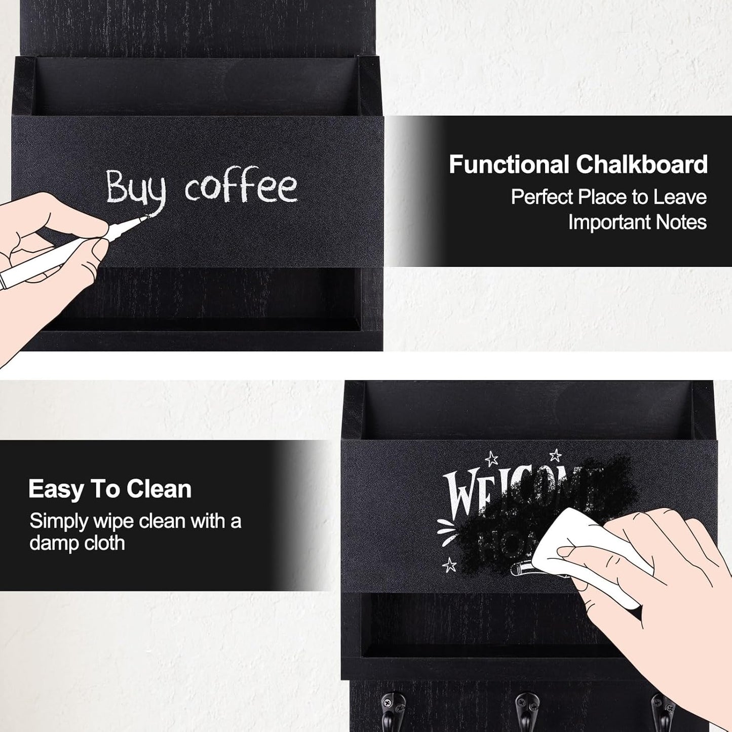Key Holder / Key and Mail Holder / Black