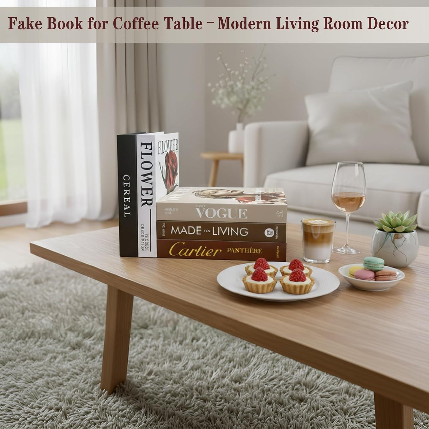 Decorative Faux Books Set / White&brown-large / Set of 5