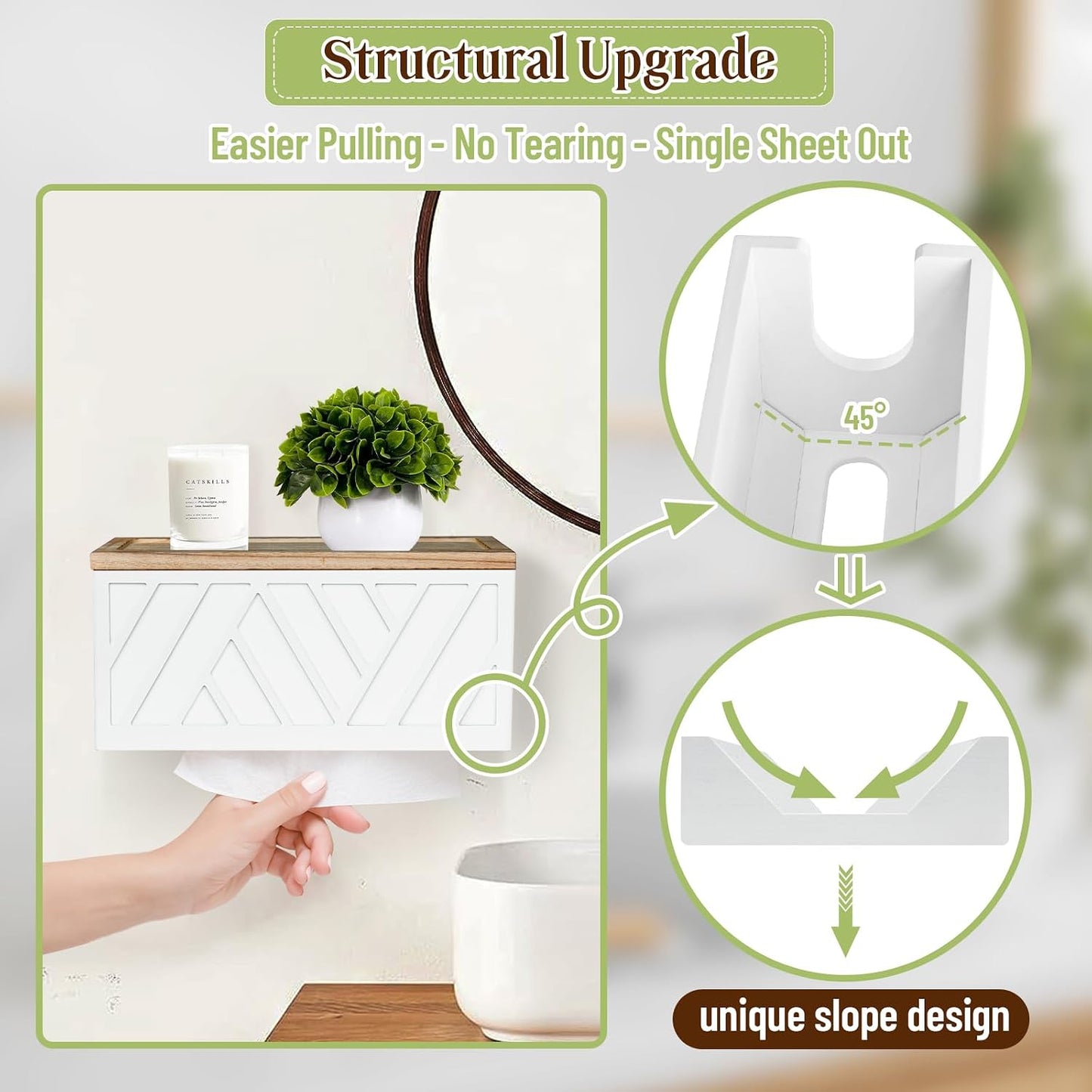 Paper Towel Dispenser Wall Mount, Paper Towel Holder Wall Mounted with Lid, Solid Wood Commercial C-Fold, Z-Fold