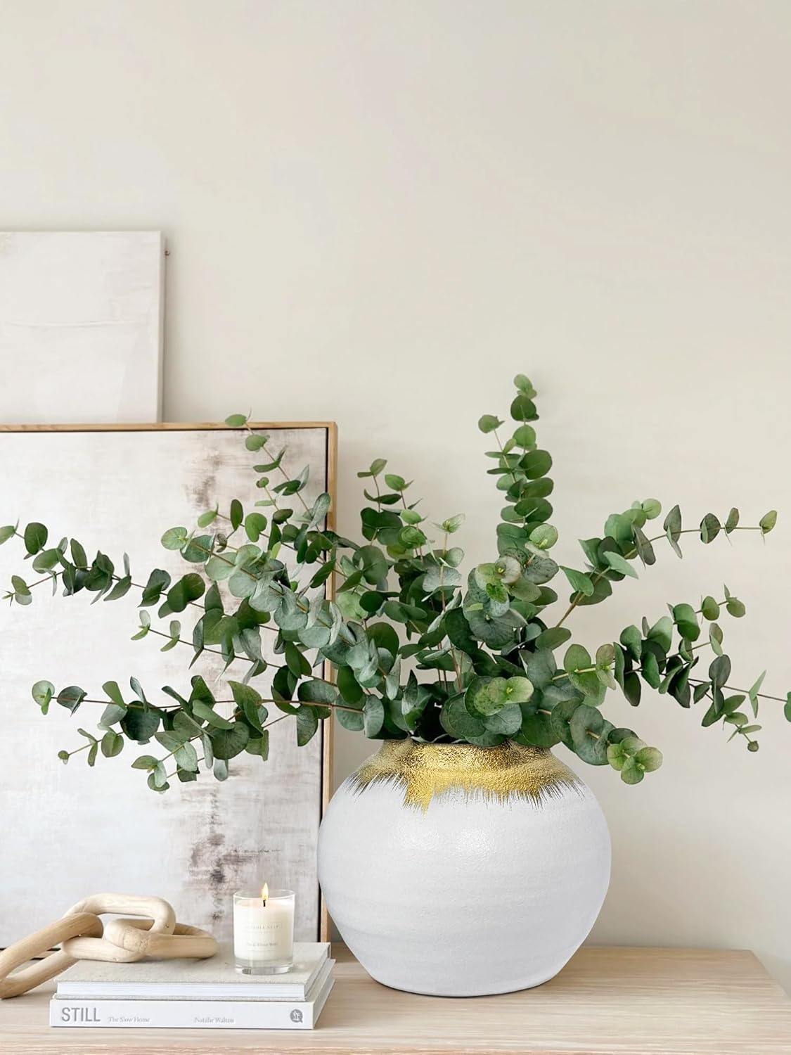 Boho Vase / Ceramic Flower Vase / White