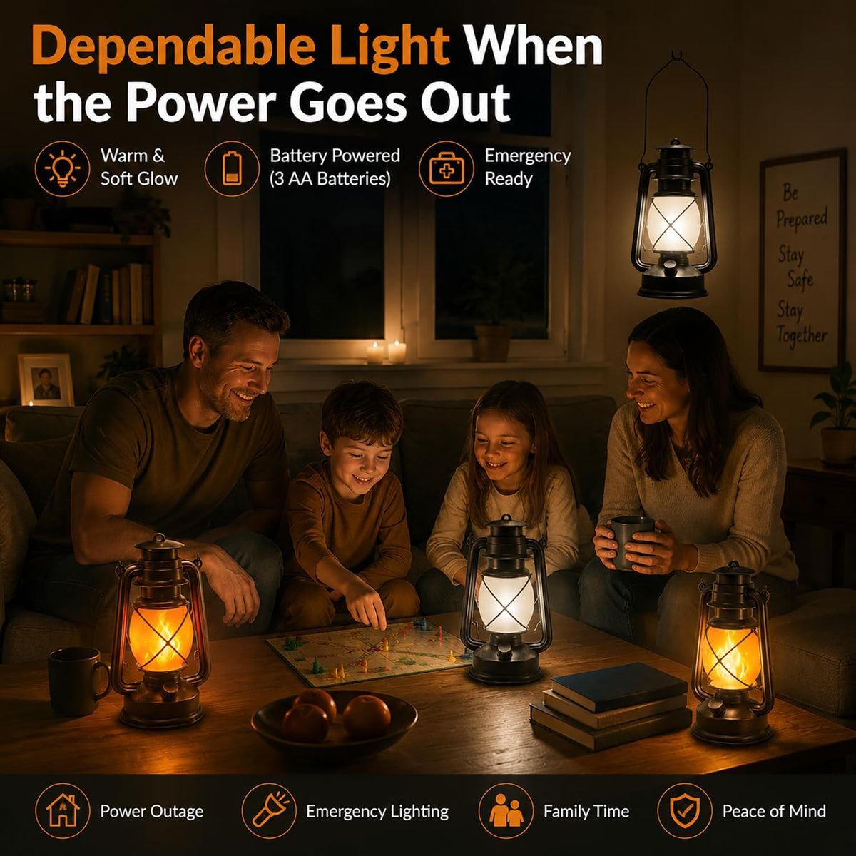 Battery Powered Vintage LED Lanterns 4 Pack with Remote Control, 2 Lighting Modes Flickering Flame Steady Light