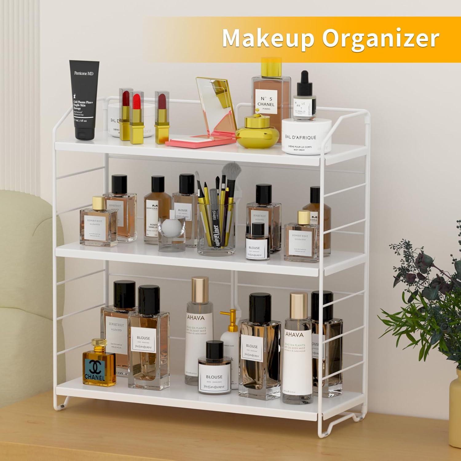 BOIVSHI Bathroom Countertop Organizer, 3-Tier Bathroom Counter Organizer, 8-Levels Height Adjustable, Bathroom