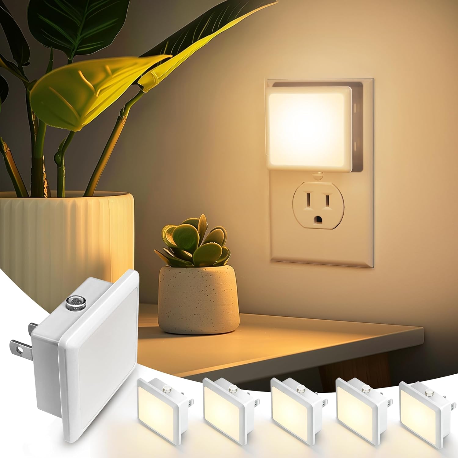 L LOHAS LED Night Light,Night Lights Plug into Wall, Dusk-to-Dawn Sensor