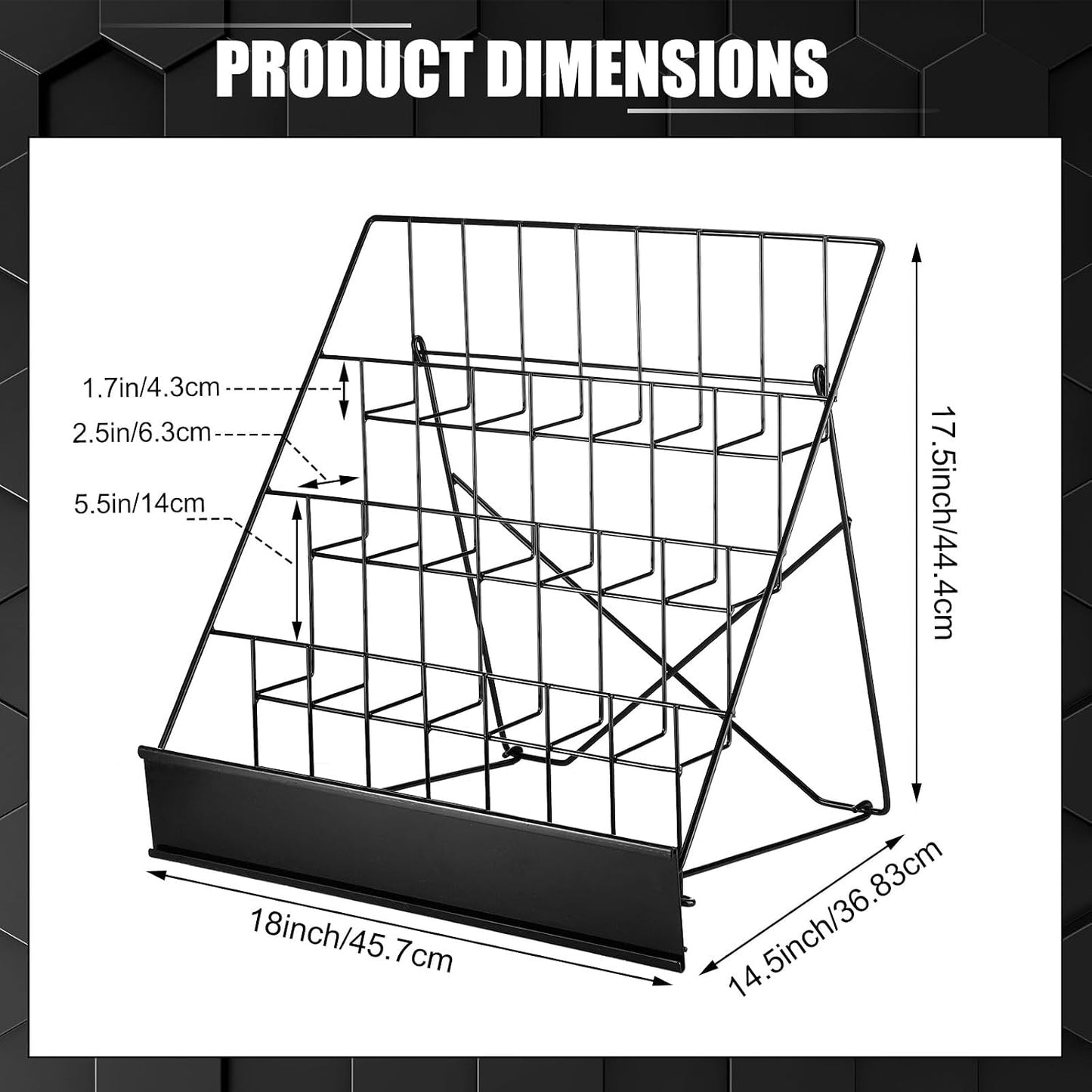 Sintuff Comic Book Display Stand 4 Tier Black Color Book Display Rack 18" Wire Tabletop Signing Cd Magazine Stand Rack