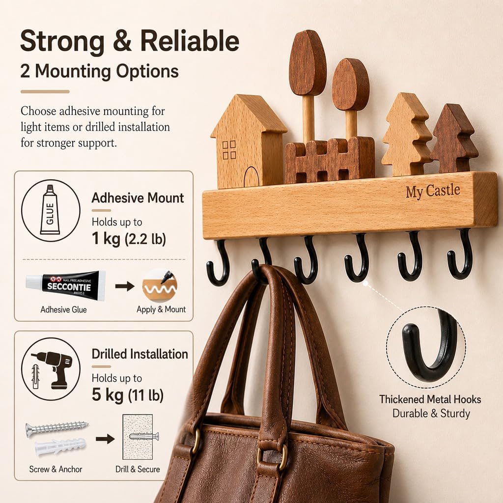 Rustic Solid Wood Entryway Organizer / Style A