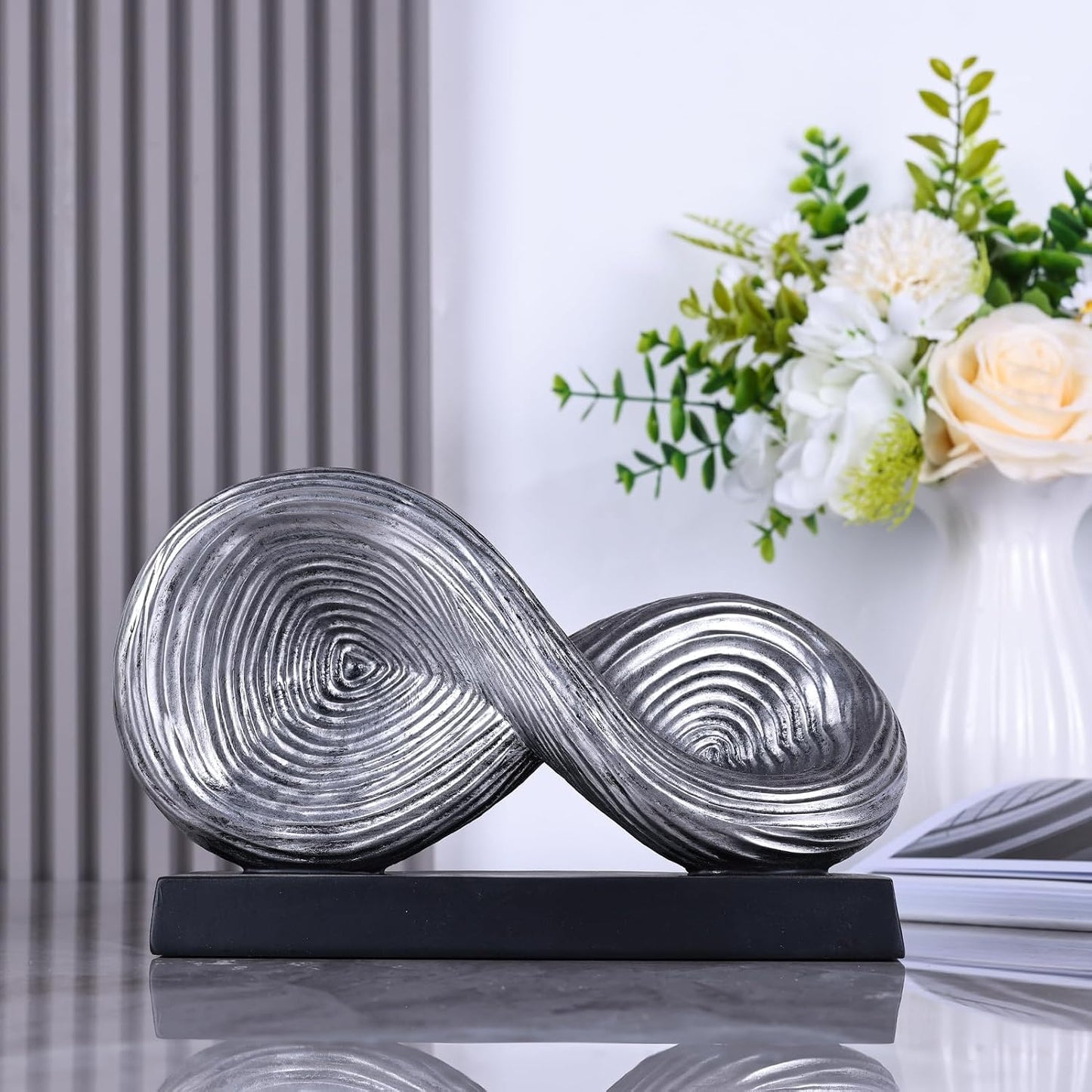 Modern Infinity Loop Symbol Sculpture / Silver