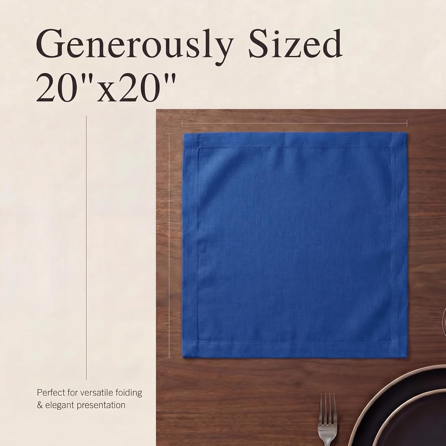 Urban Villa Cloth Napkins Cotton 20x20 (Set of 12) Royal Blue