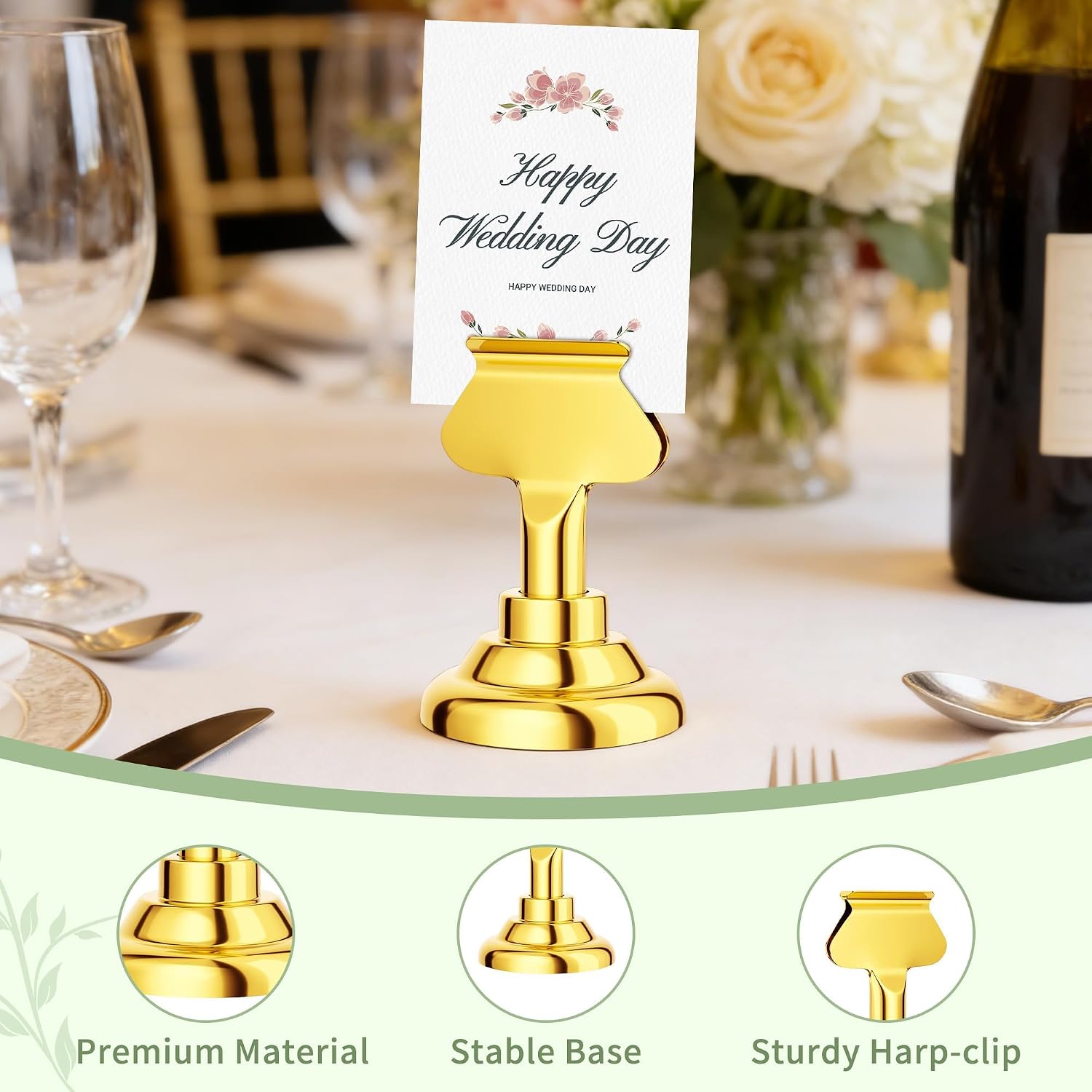 Urban Deco 36 Pieces Table Card Holder Place Card Holders 1.7 inches Gold Steel Card Holders for Photos, Food Signs