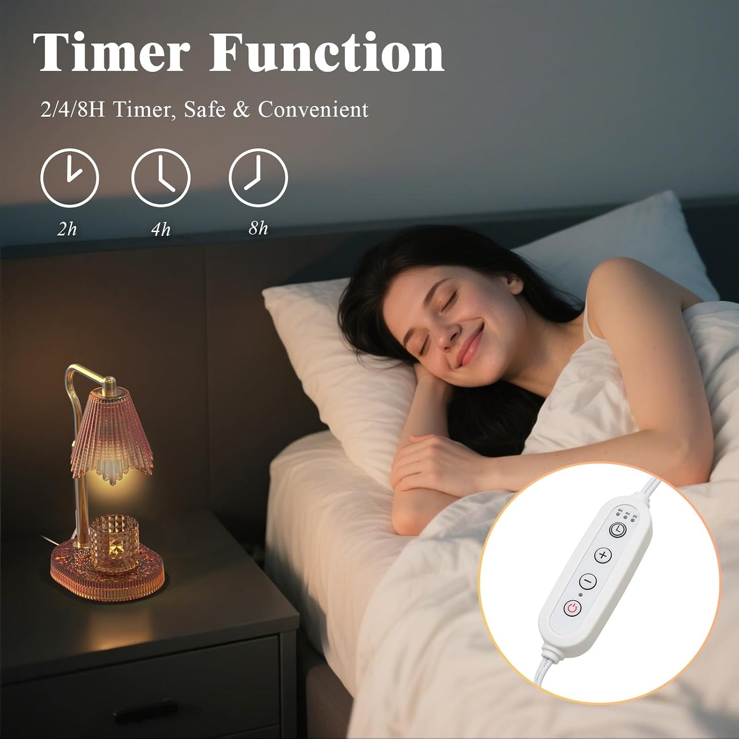Candle Warmer Lamp, Timer & 4-Level Dimmer, Adjustable Height | Flameless Electric Wax Warmer for Jar Candles, Includes