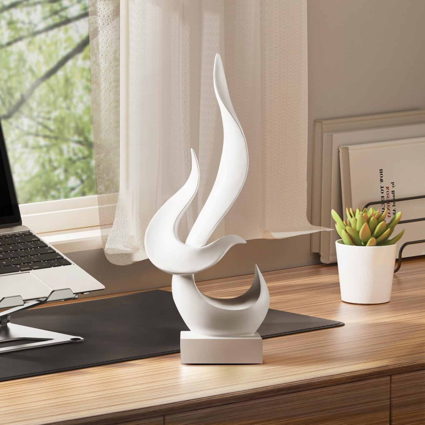 Decor Modern Flame Statue / White