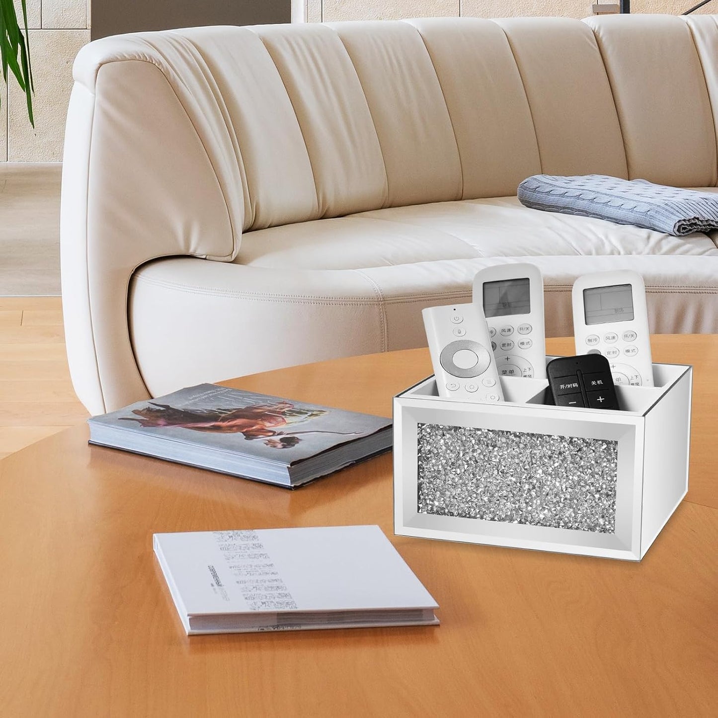 360 TV Remote Control Holder Caddy Storage / Rotating / Silver