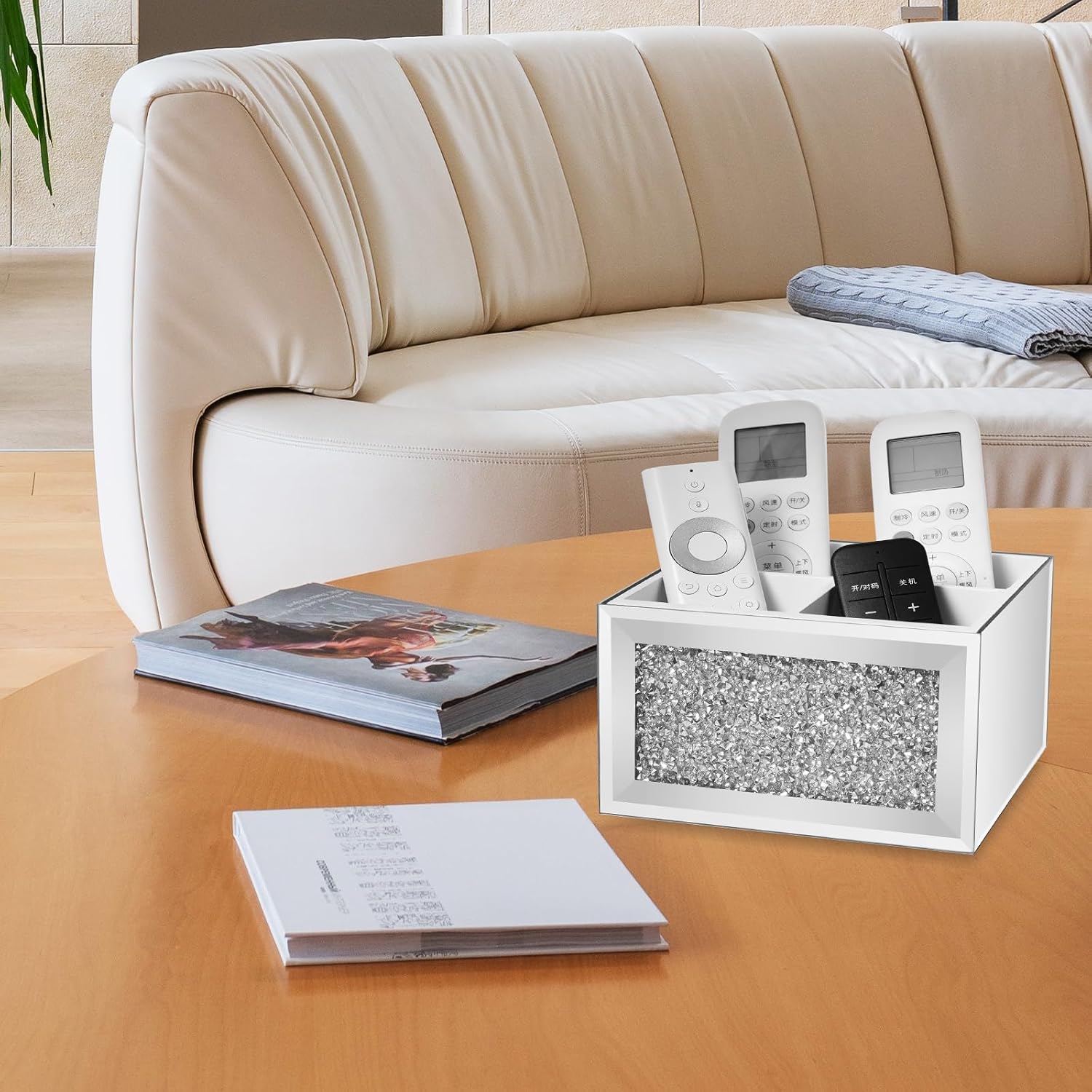360 TV Remote Control Holder Caddy Storage / Rotating / Silver
