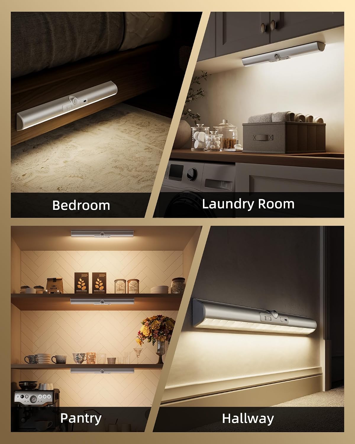 EZVALO 15-inch Motion Sensor Closet Lights with Adjustable Sensor | Rechargeable Battery, Glare-Free, Indoor Use, 3