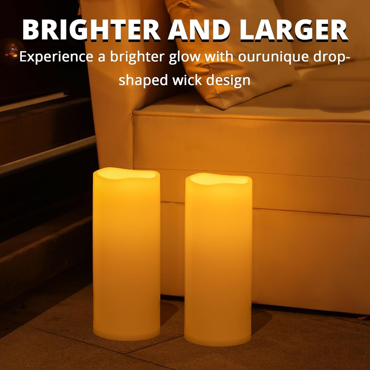 NURADA Large Outdoor Flameless Candles 12" x 5" - Waterproof LED Pillar Flickering Candle Battery Operated with Timer