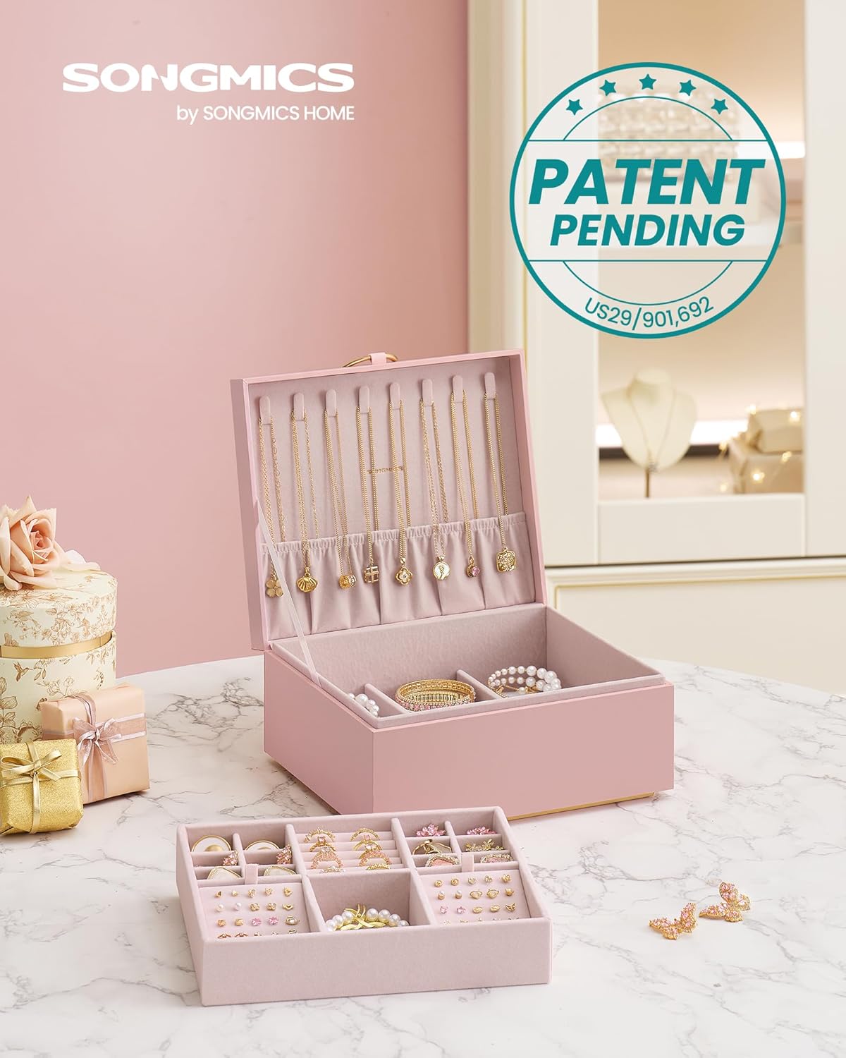 Jewelry Organizer / Removable Jewelry Tray / Jelly Pink