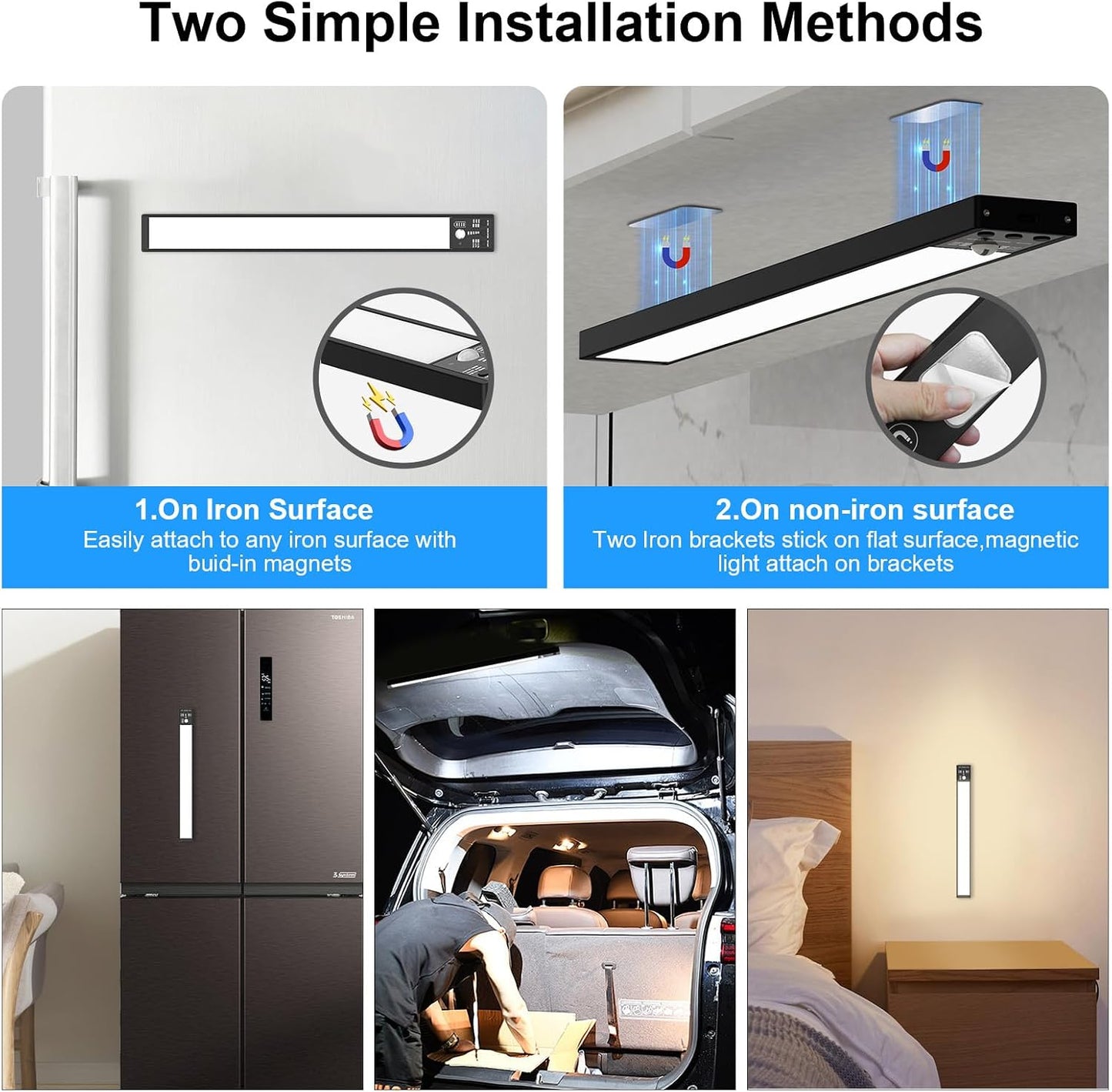 YELKO Under Cabinet Lights, 116LEDs Rechargeable Motion Sensor Light Indoor, 3200mAh 15.8inch Battery Operated Closet