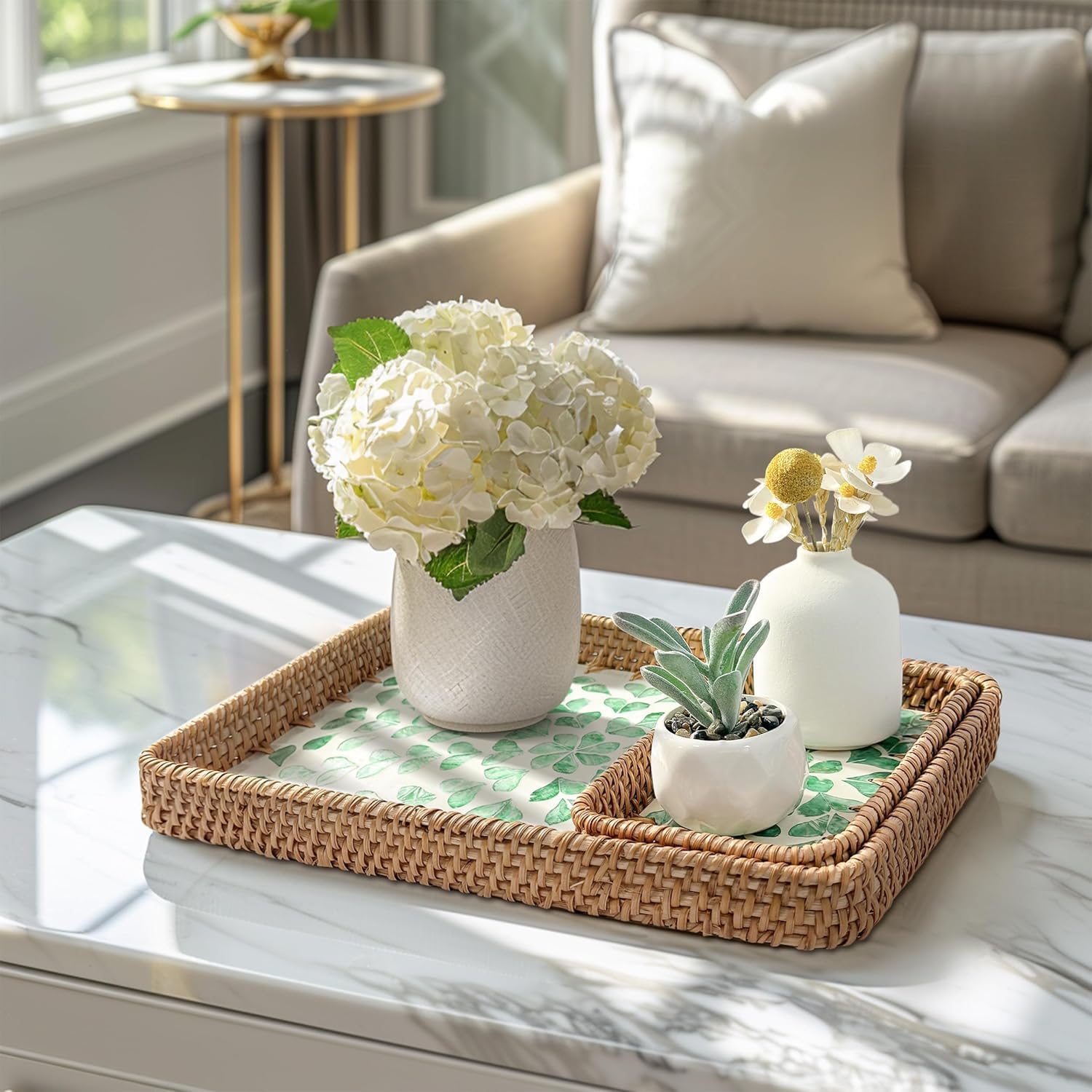 Rattan Serving Tray / Natural / Set of 3