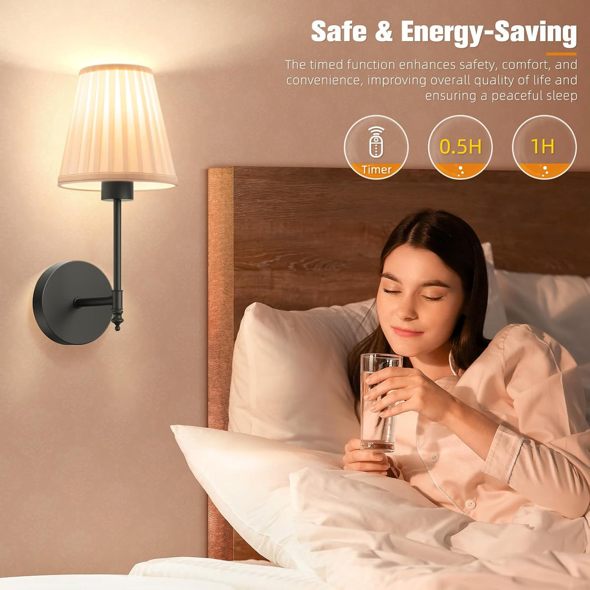 14.5 inch Battery Operated Wall Sconce Set of 2,Beige-Black Rechargeable Wall Lights with 10400mAh Dimmable Bulbs and
