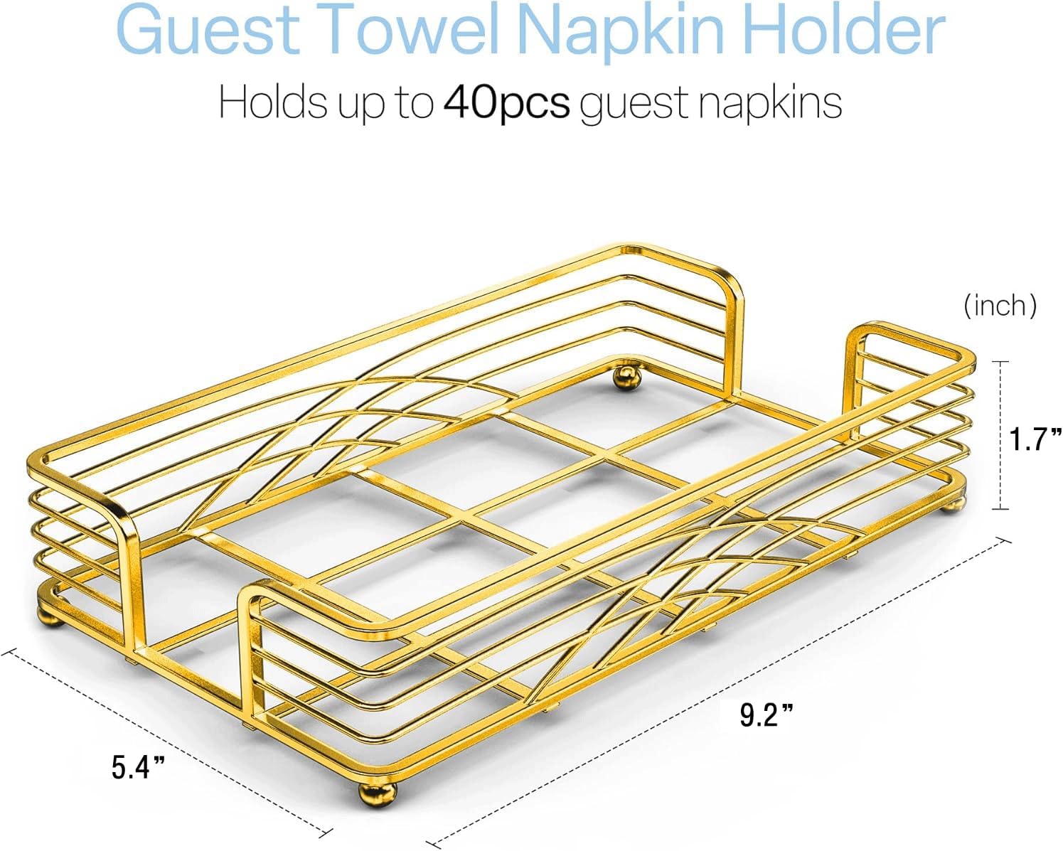 Gold Tray / D - Matt Gold Napkin Holder for Bathroom / Guest Towel Holder