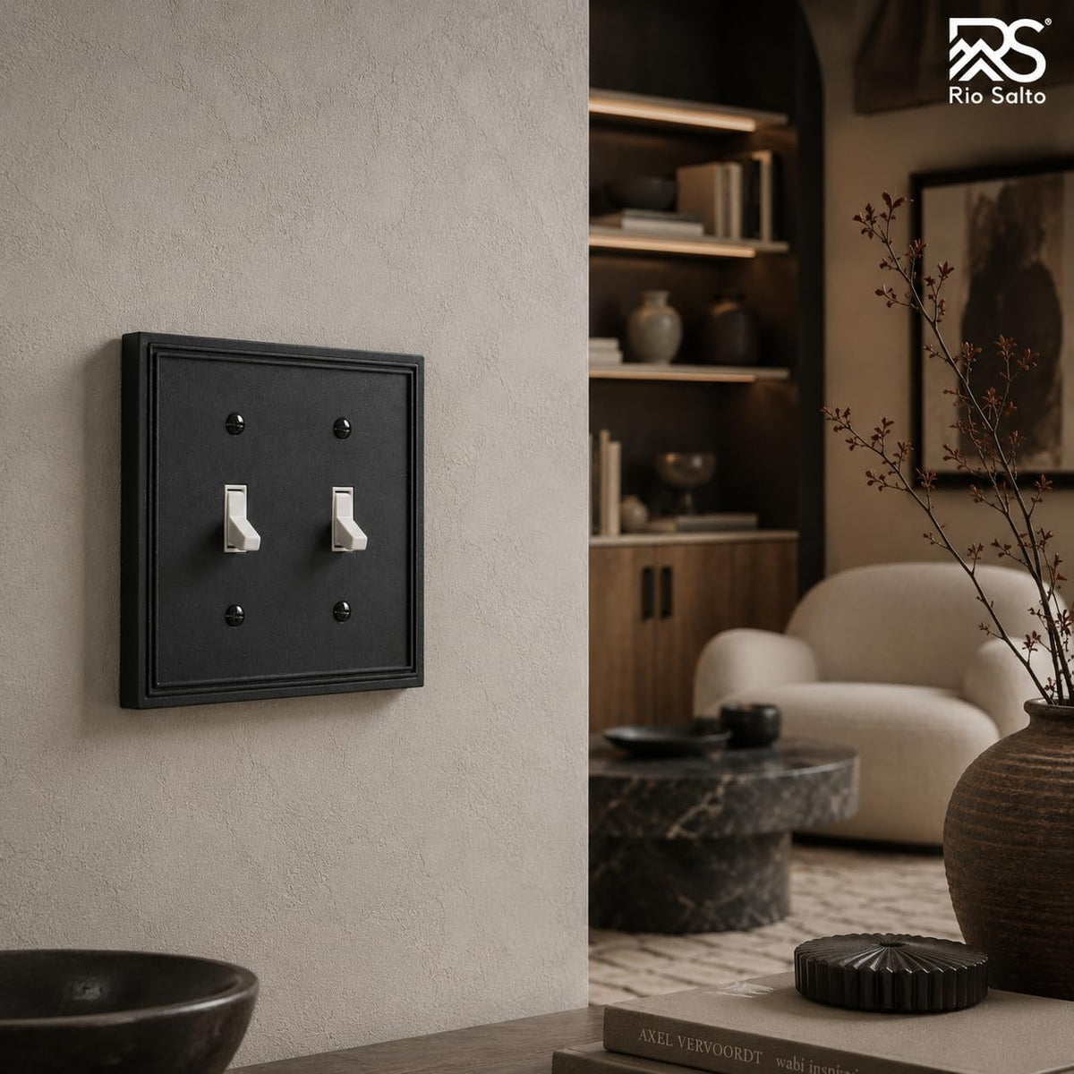 Rio Salto Black 2 Light Switch Cover Plate Double Toggle Flip Switch Metal Black Wall Plates Decorative Wall Plate