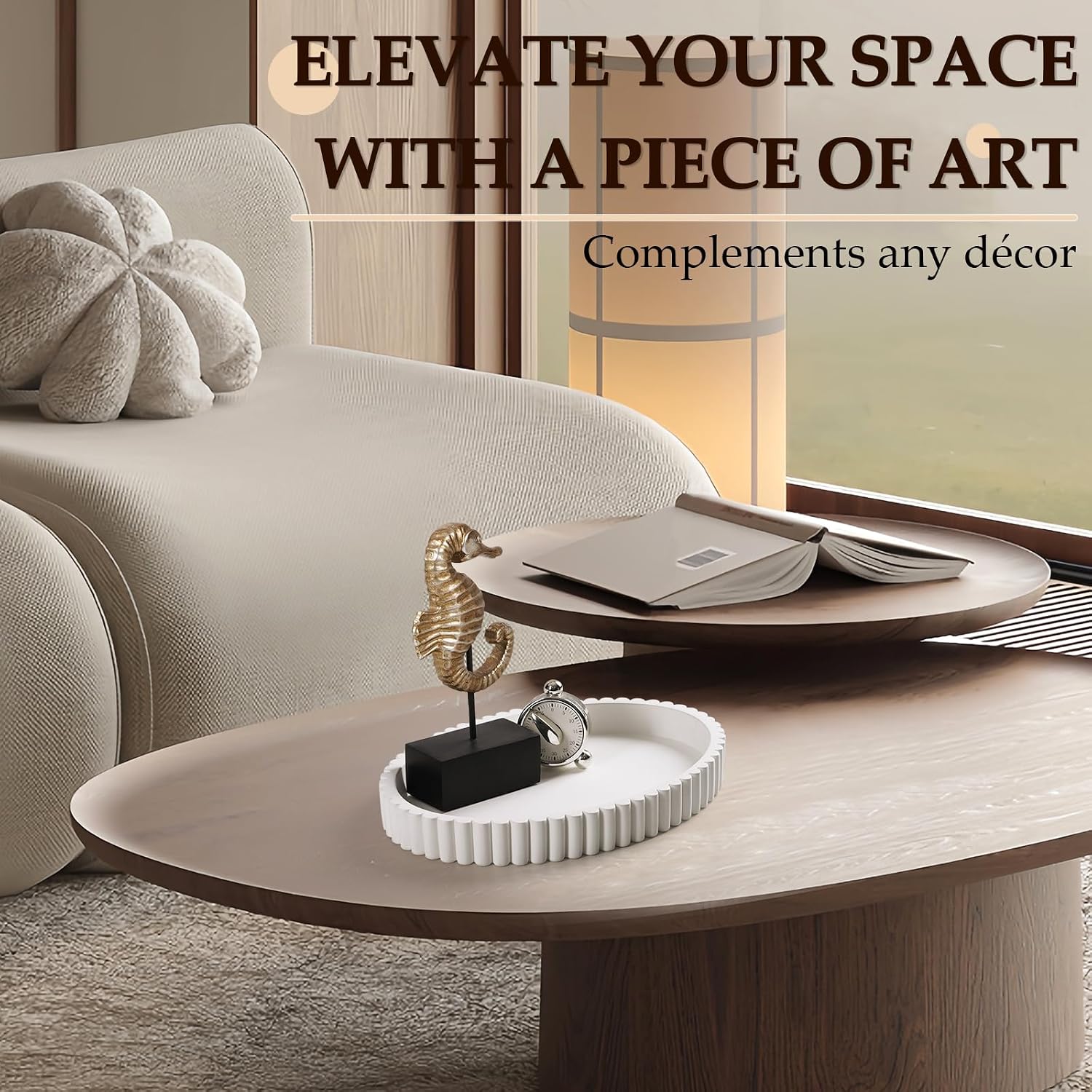 Oval Tray / 13" Concrete Tray / White / 13 x 9.5 x 1.5