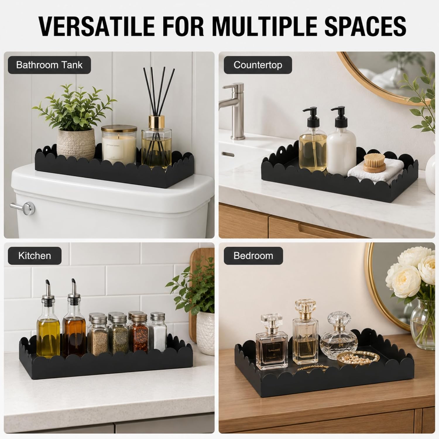 Toilet Tank Tray Metal Toilet Paper Scalloped Basket Organizer
