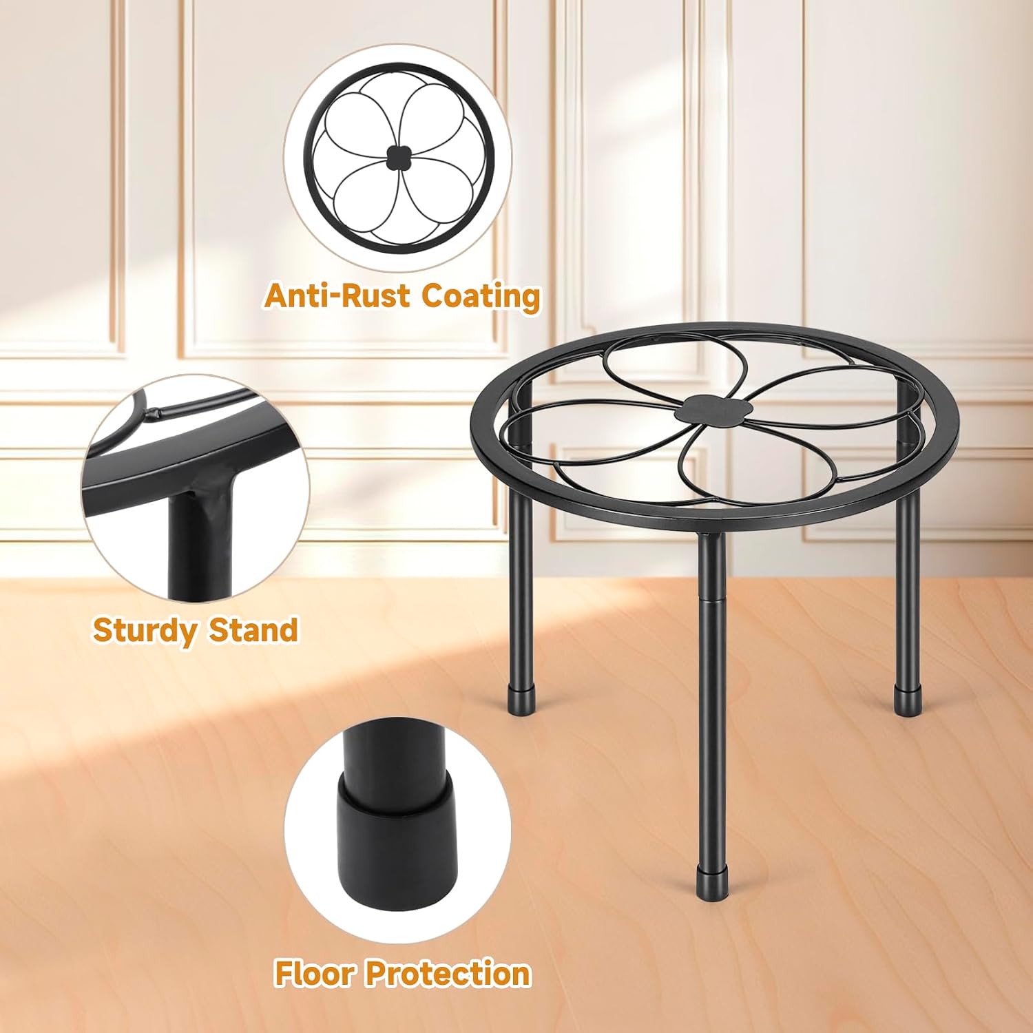 Amaoot 5 Pack Metal Plant Stand, Iron Plant Stands for Indoor and Outdoor | Flower Pot Stands for Multiple Plant, Black