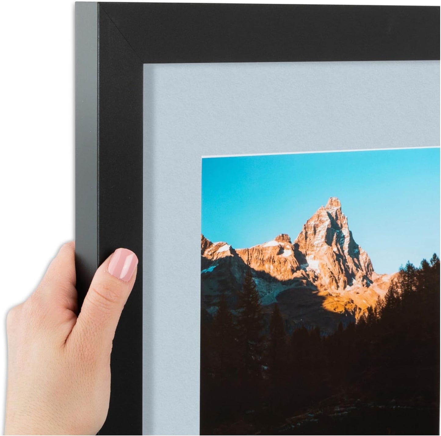 ArtToFrames Collage Picture Frame 3 Opening 3-8x12 Photo Frame | Made in USA | Black Frame Baby Blue and Black Mats