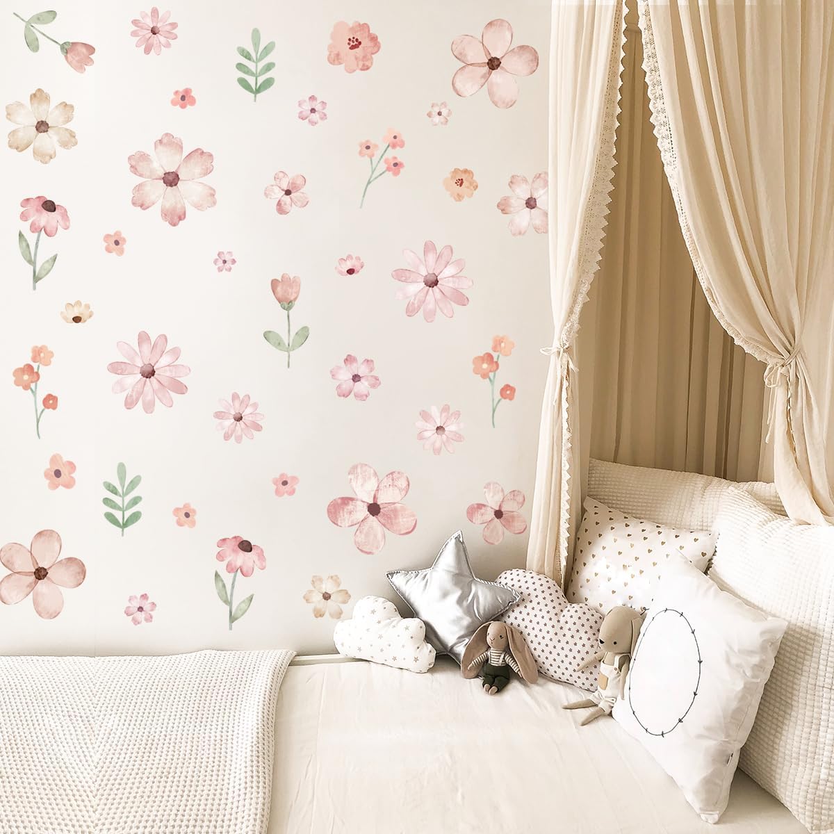 Boho Flower Wall Decals / Pink