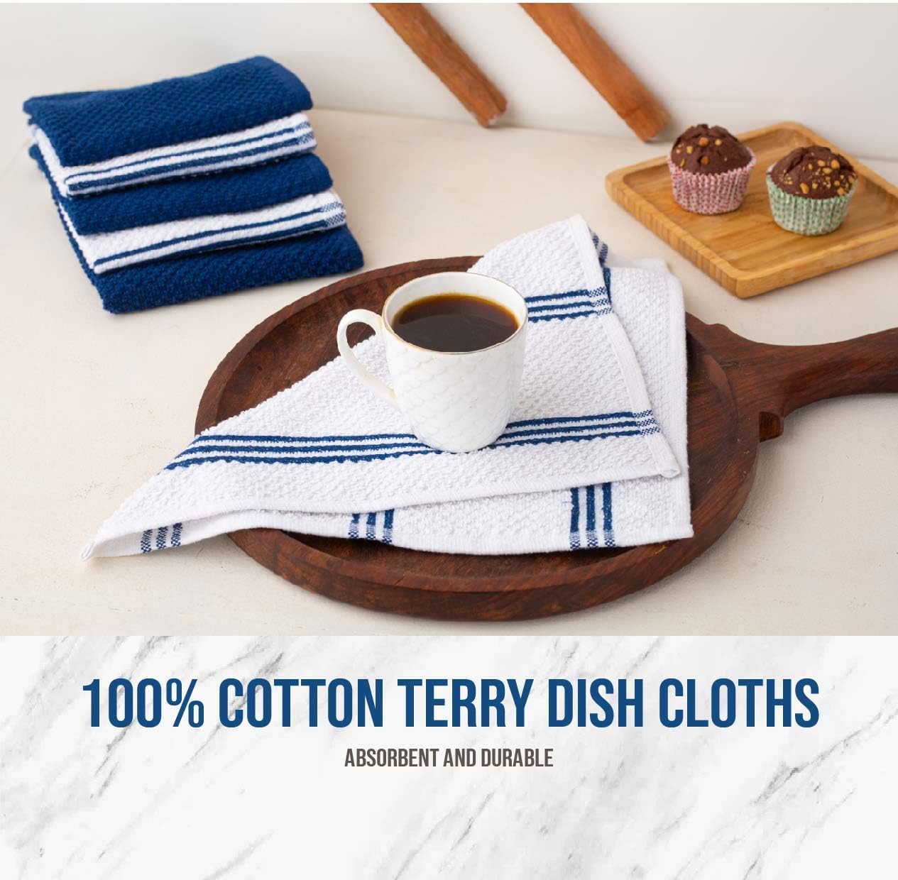 LANE LINEN Tea Towels - 16 Pc Set with Silicone Oven Mitts and Pot Holders, Cotton Kitchen Towels, Absorbent Dish and