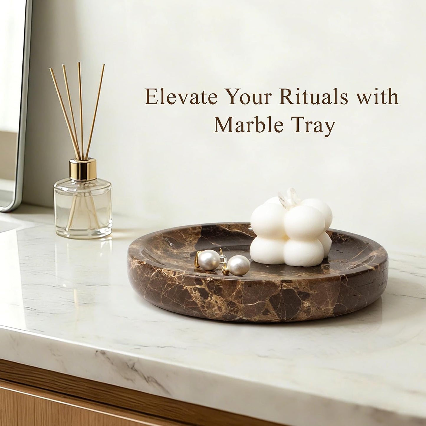 Jewelry Dish Marble Vanity Tray / Dark Brown