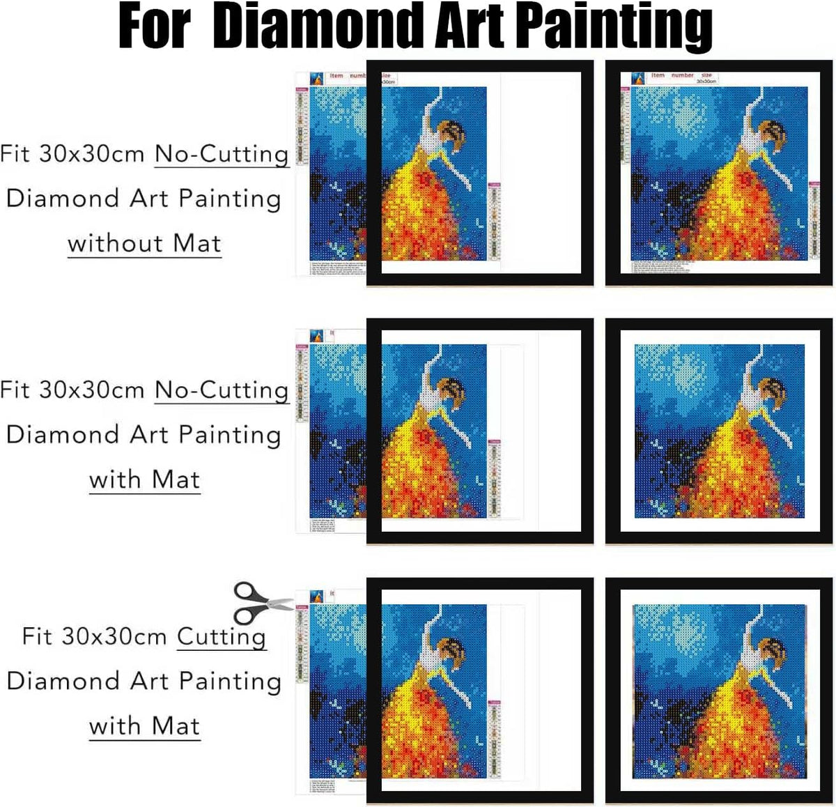SESEAT 12x12 Picture Frame Set of 4 for Diamond Painting Art, Display Photo 10x10 or 12 x 12 Without Mat, Gallery Wall