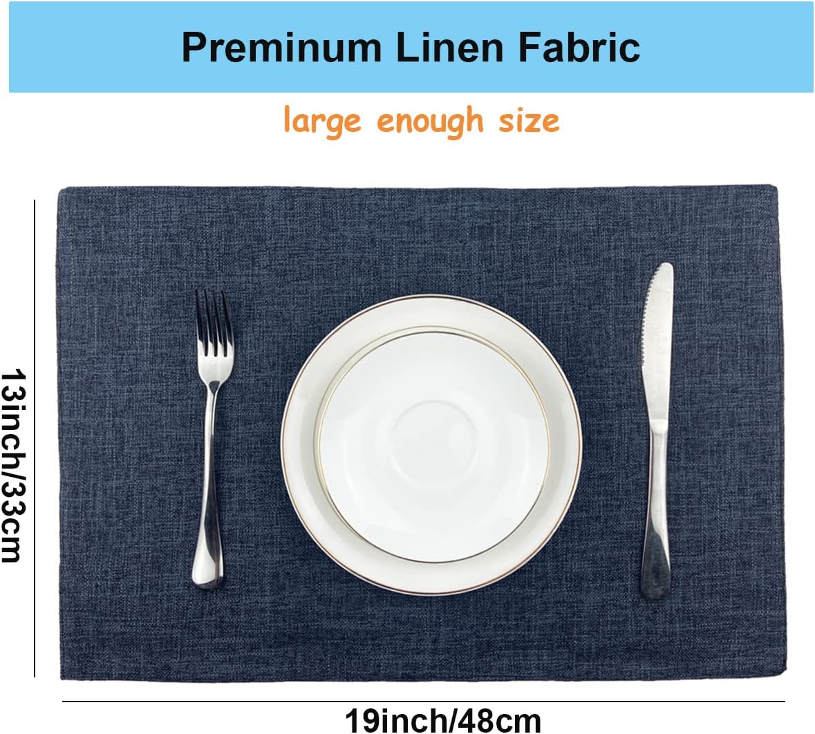 Weabetfu Cloth Placemats Set of 6 Heat Resistant Dining Table Placemats | Cotton Linen Machine Washable Kitchen Table