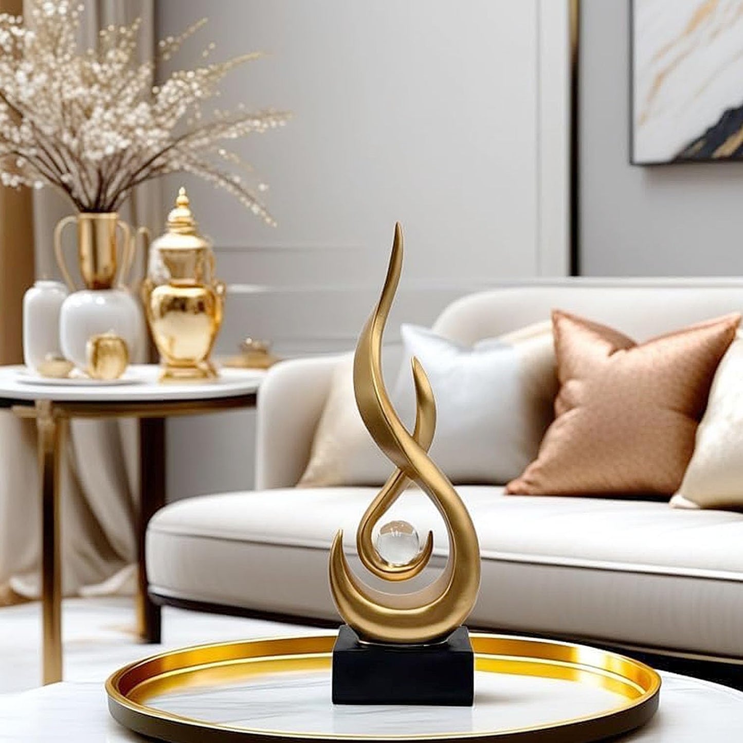 Modern Flame Sculpture Decor Flame Statue / Small Gold