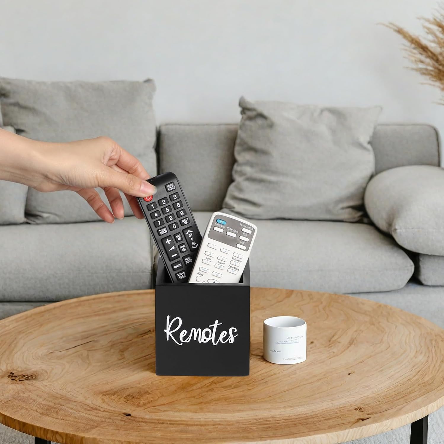 Wood Remote Control Holder / Black / S,for 2 or 3 Remote Controls