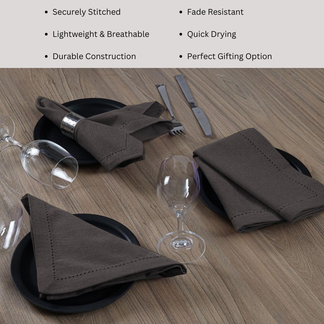 Hemstitch Cloth Dinner Napkins 100% Cotton Set of 12 - for Dining Special Occasions Weddings Parties Holidays Easter