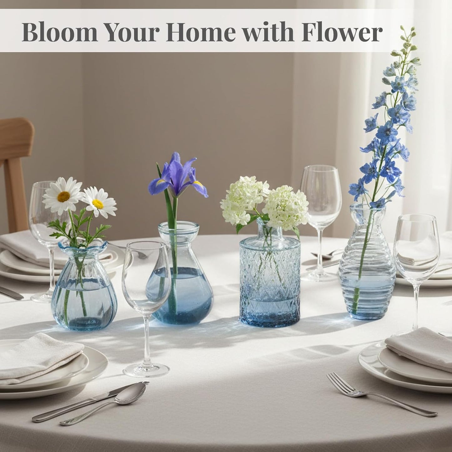 Glass Vase / Flower Vases / Blue / Set of 24
