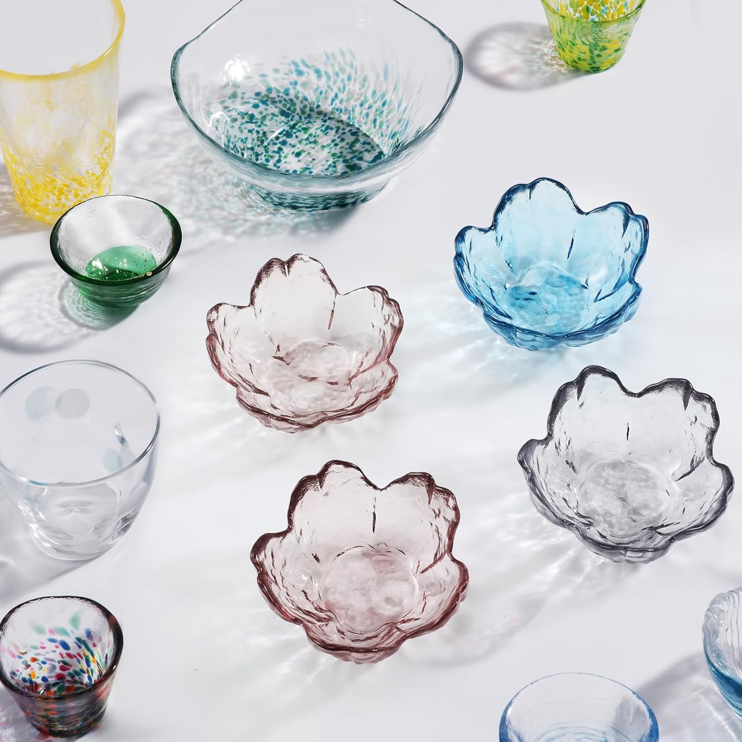 Flower Jewelry Dish Glass Ring Holder Small Decorative Trinket Tray Aesthetic Jewelry / Set of 4