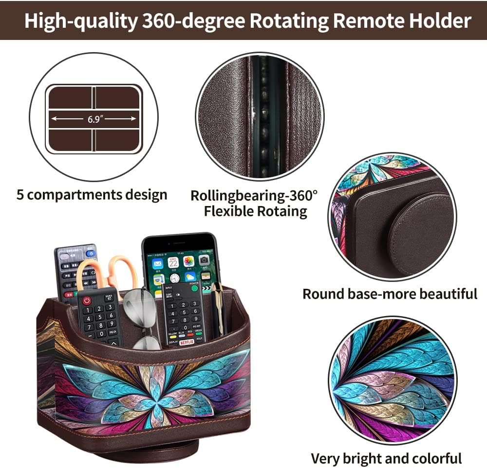 PU Leather TV Remote Holder Caddy / 7-color Flower