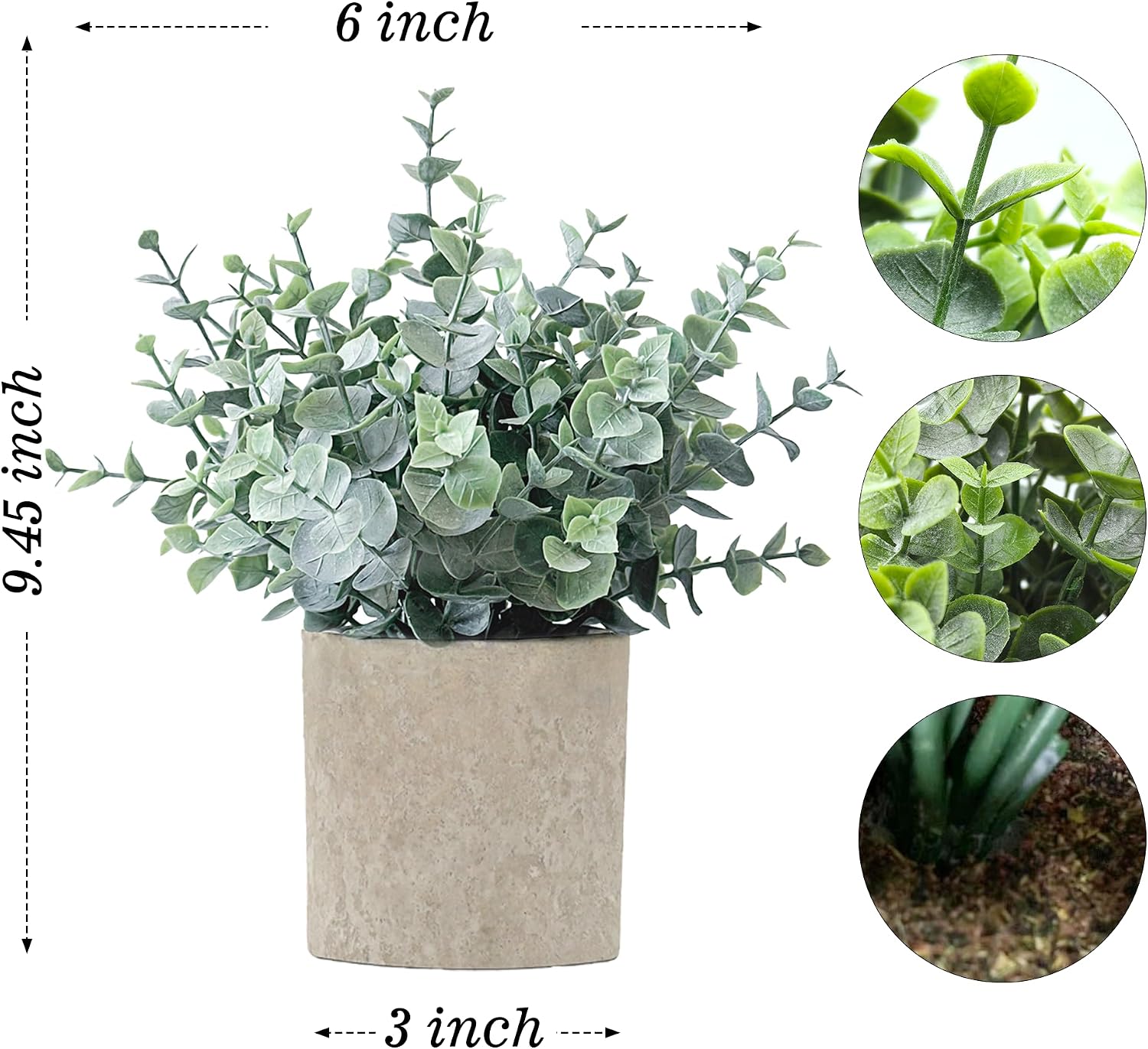 Fake Plants Eucalyptus Small Potted Artificial Plants Indoor / Eucalyptus - Green / Set of 2