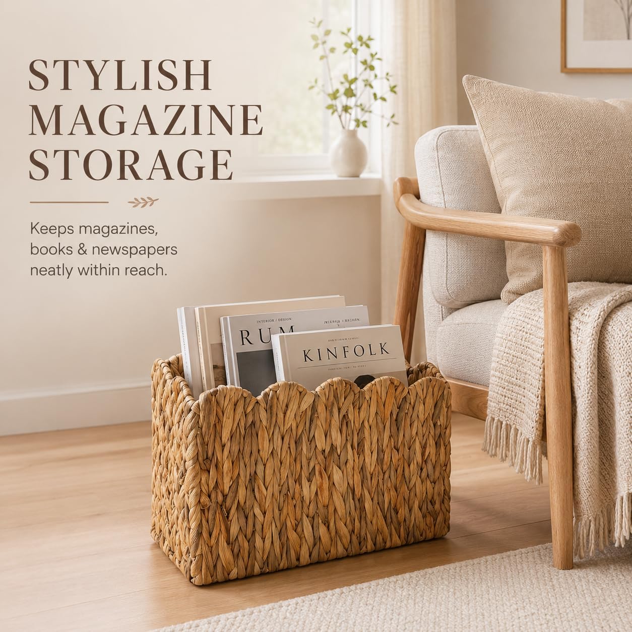 Tall Narrow Wicker Magazine Basket