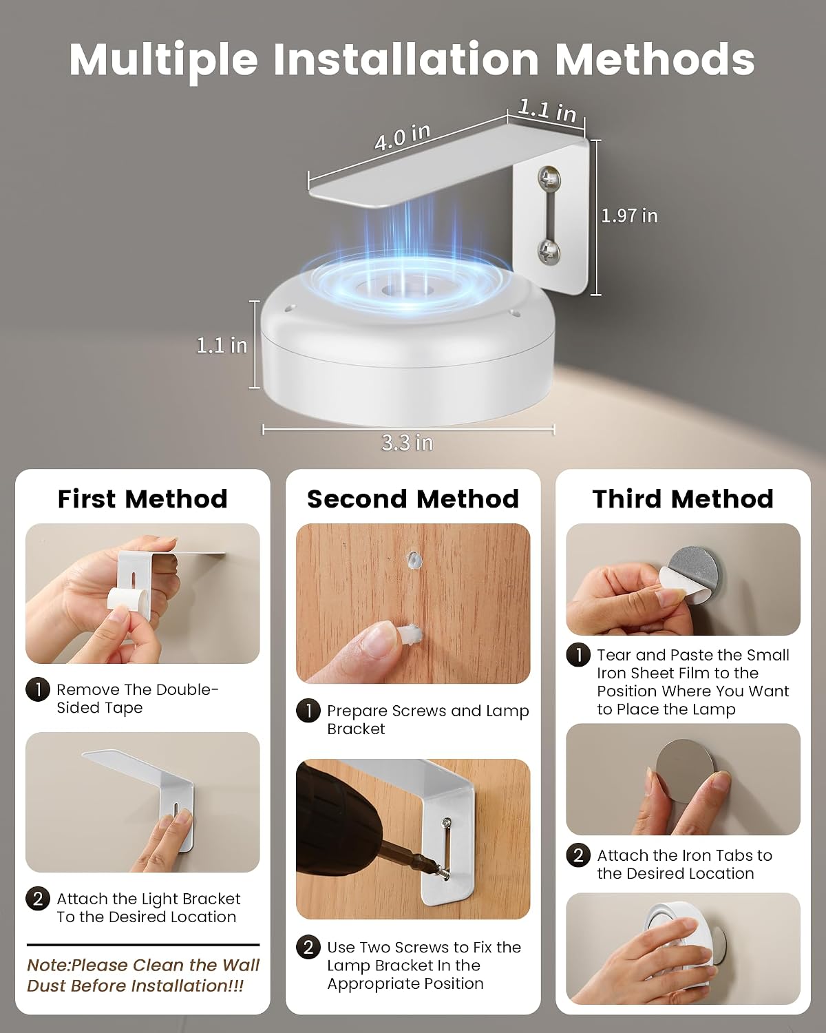 Picture Lights for Wall,Wireless 2000mAh Rechargeable Magnetic LED Puck Lights with Remote,3 Color Temps and 12